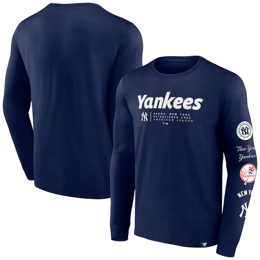 NEW YORK YANKEES MEN'S STRIKE THE GOAL LONG SLEEVE T-SHIRT