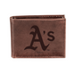 OAKLAND ATHLETICS BROWN BI-FOLD LEATHER WALLET