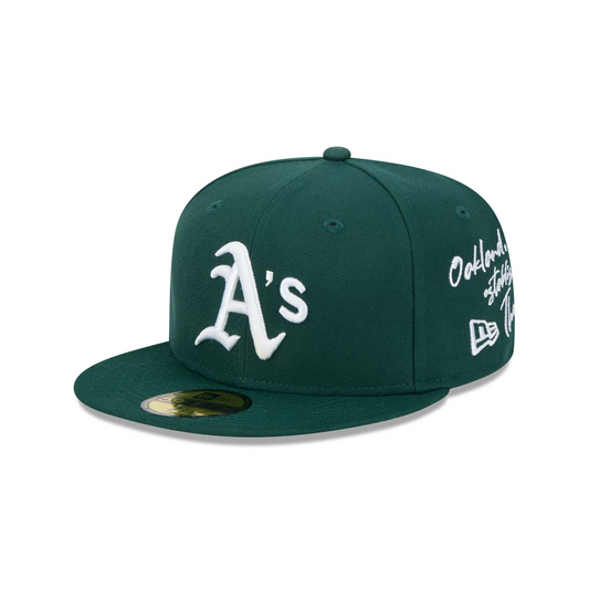 OAKLAND ATHLETICS TEAM VERBIAGE 59FIFTY FITTED HAT - GREEN