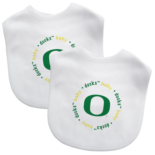 OREGON DUCKS BABY BIBS - 2 PACK - WHITE/WHITE