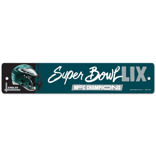 PHILADELPHIA EAGLES 2024 NFC CONFERENCE CHAMPIONS 3.75" X 19" PLASTIC STREET SIGN