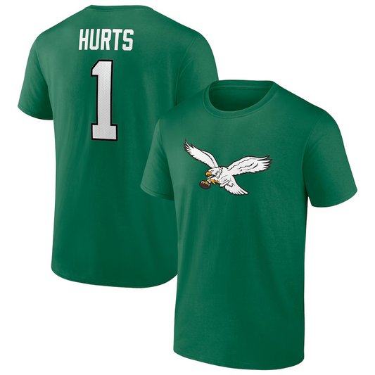 PHILADELPHIA EAGLES JALEN HURTS MEN'S PLAYER ICON NAME & NUMBER T-SHIRT - KELLY GREEN