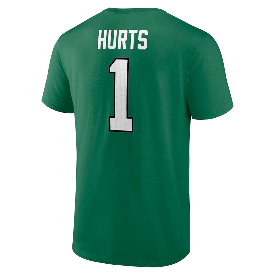 PHILADELPHIA EAGLES JALEN HURTS MEN'S PLAYER ICON NAME & NUMBER T-SHIRT - KELLY GREEN