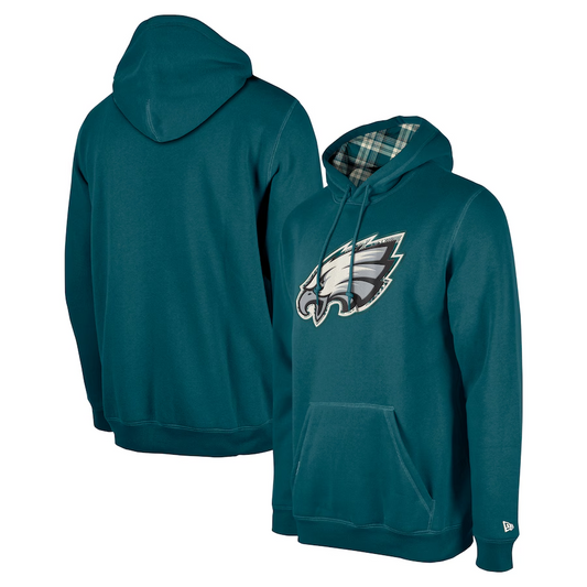 PHILADELPHIA EAGLES MEN'S 2024 NFL SIDELINE 3RD DOWN PLAID PULLOVER HOODED SWEATSHIRT