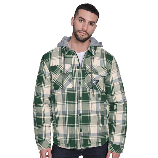 PHILADELPHIA EAGLES MEN'S FULLBACK PLAID HOODED JACKET