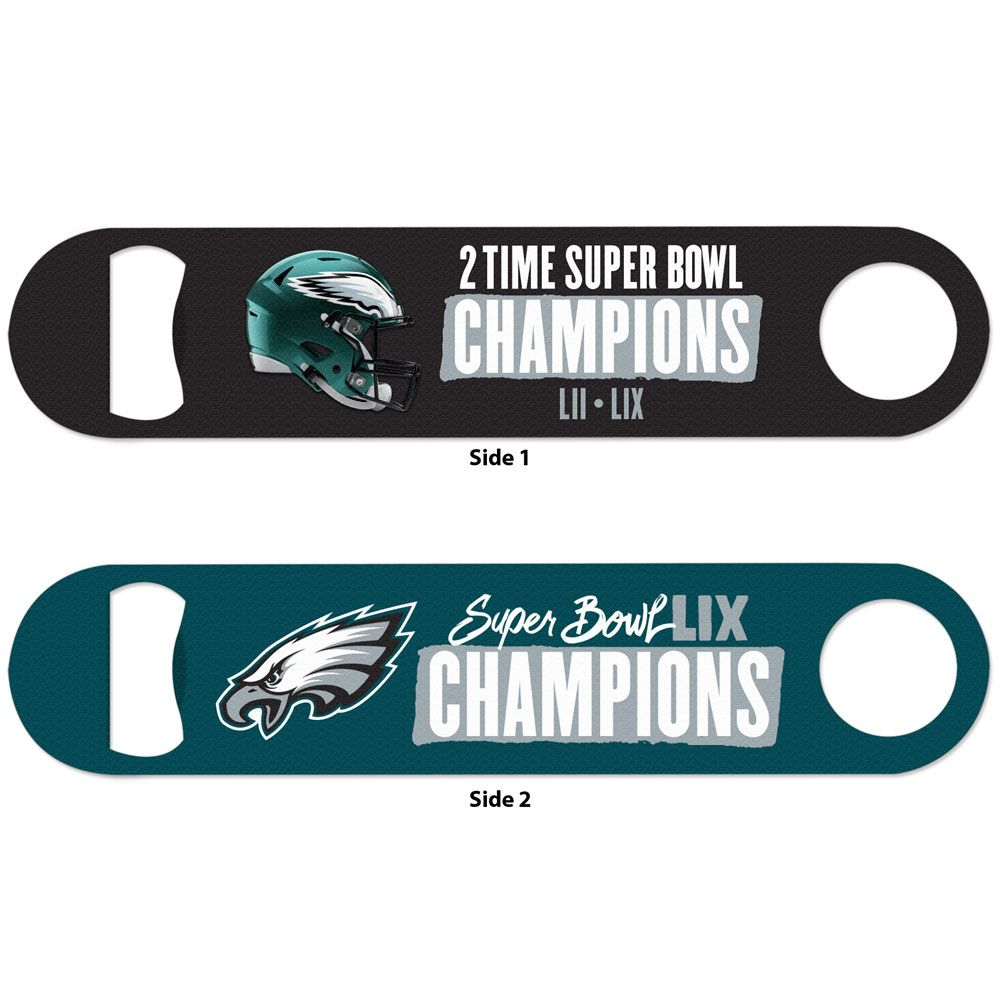 PHILADELPHIA EAGLES SUPER BOWL LIX CHAMPIONS 2-SIDED METAL BOTTLE OPENER