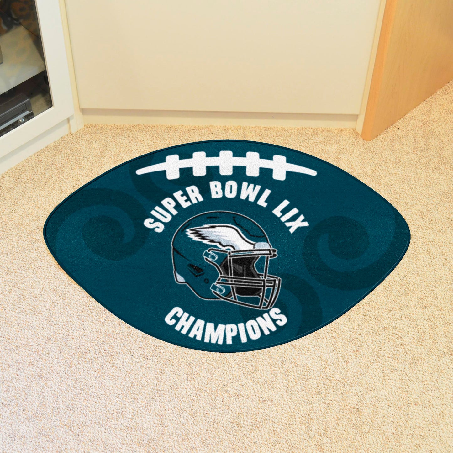 PHILADELPHIA EAGLES SUPER BOWL LIX CHAMPIONS 20.5" X 32.5" FOOTBALL RUG