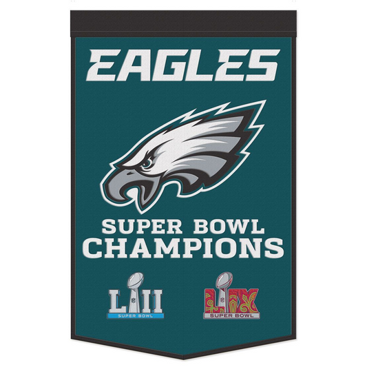 PHILADELPHIA EAGLES SUPER BOWL LIX CHAMPIONS 24" X 38" WOOL BANNER