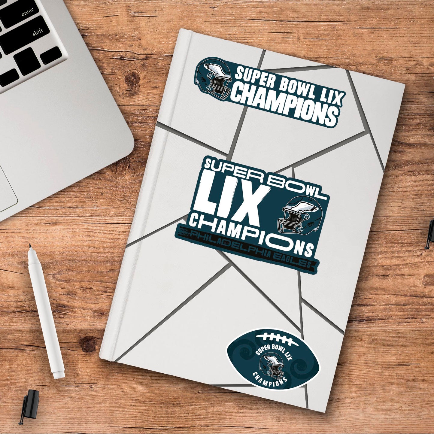 PHILADELPHIA EAGLES SUPER BOWL LIX CHAMPIONS 3-PIECE DECAL STICKER SET