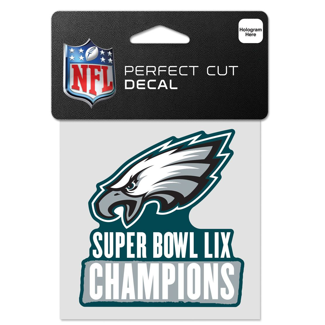 PHILADELPHIA EAGLES SUPER BOWL LIX CHAMPIONS 4" X 4" PERFECT CUT COLOR DECAL