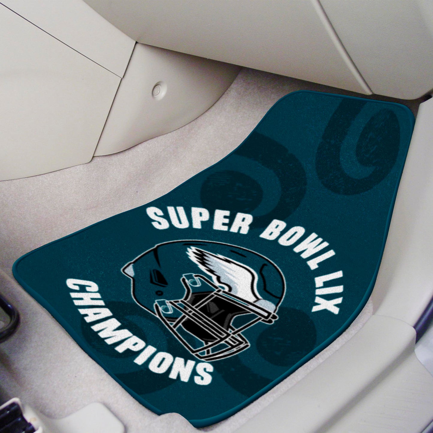 PHILADELPHIA EAGLES SUPER BOWL LIX CHAMPIONS CARPET CAR MAT SET (2PC)