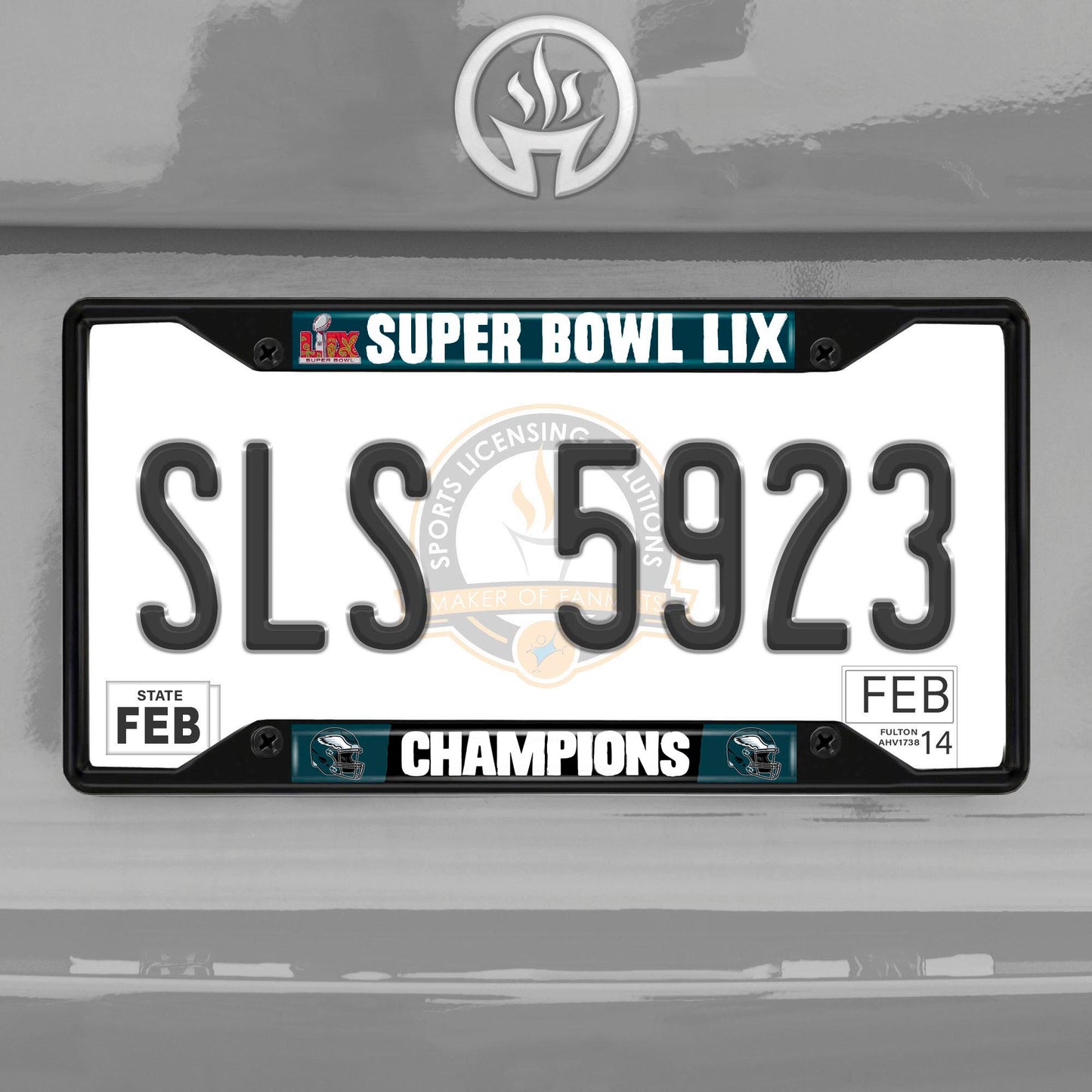 PHILADELPHIA EAGLES SUPER BOWL LIX CHAMPIONS LICENSE PLATE FRAME - BLACK