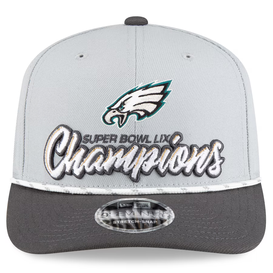 PHILADELPHIA EAGLES SUPER BOWL LIX CHAMPIONS LOCKER ROOM 9SEVENTY SNAPBACK HAT - GRAY/CHARCOAL