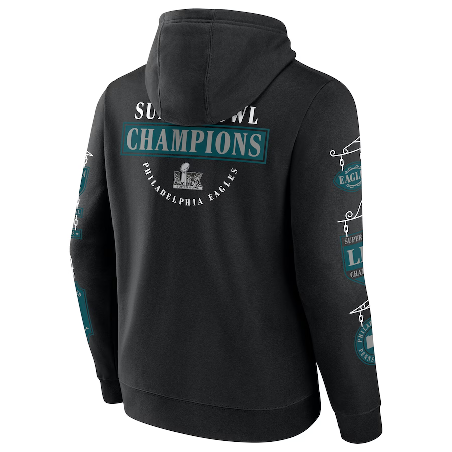 PHILADELPHIA EAGLES SUPER BOWL LIX CHAMPIONS MEN'S FOUR PIECE PULLOVER HOODED SWEATSHIRT - BLACK