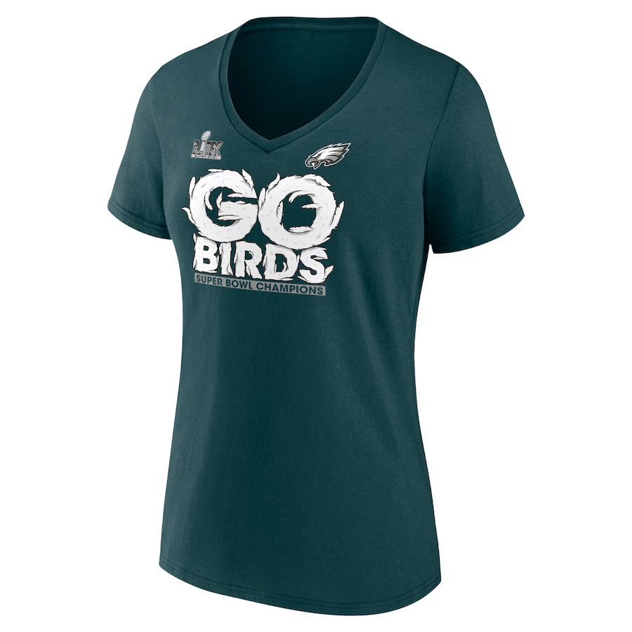 PHILADELPHIA EAGLES SUPER BOWL LIX CHAMPIONS WOMEN'S HOMETOWN ON TOP T-SHIRT - GREEN