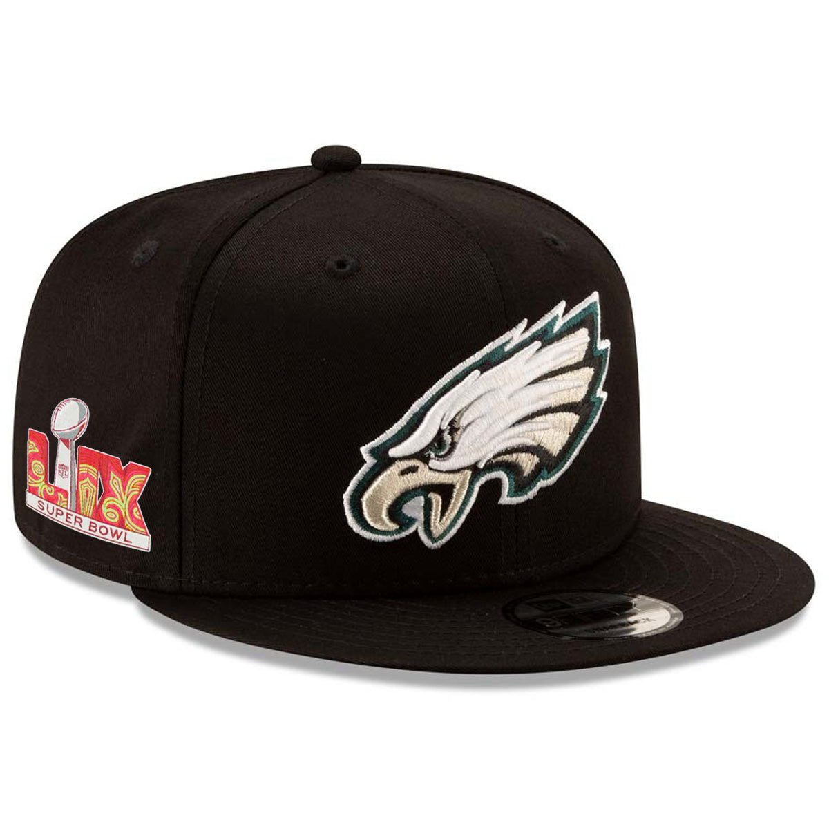 PHILADELPHIA EAGLES SUPER BOWL LIX SIDE PATCH 9FIFTY SNAPBACK HAT- BLACK