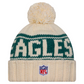 PHILADELPHIA EAGLES WOMEN'S 2024 NFL SIDELINE CUFFED KNIT BEANIE WITH POM - CREAM