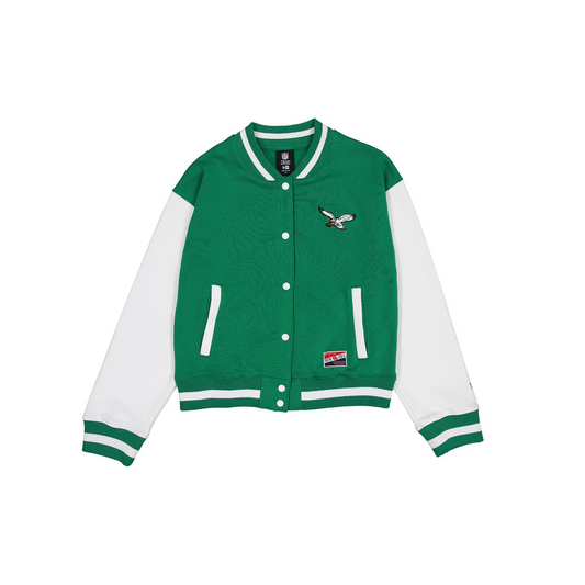 PHILADELPHIA EAGLES WOMEN'S THROWBACK FLEECE LETTERMAN JACKET