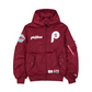 PHILADELPHIA PHILLIES MEN'S NEWERA X ALPHA INDUSTRIES L-2B HOODED BOMBER JACKET - BURGUNDY