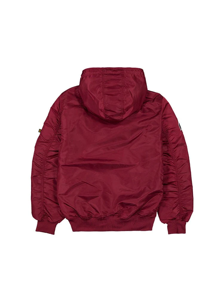 PHILADELPHIA PHILLIES MEN'S NEWERA X ALPHA INDUSTRIES L-2B HOODED BOMBER JACKET - BURGUNDY