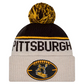 PITTSBURGH STEELERS 2024 NFL HISTORIC SIDELINE CUFFED KNIT BEANIE WITH POM - STONE/BLACK