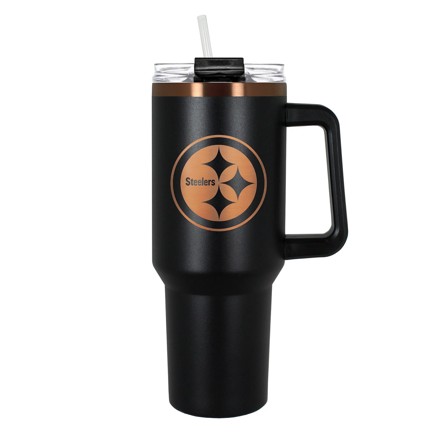 PITTSBURGH STEELERS 40OZ. COLOSSUS TRAVEL MUG - BLACK/COPPER