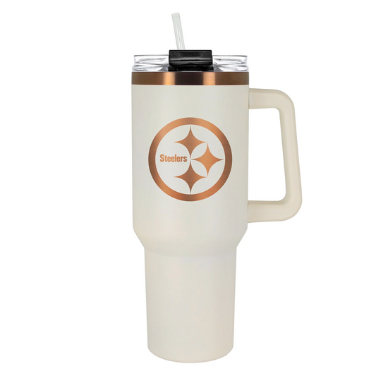 PITTSBURGH STEELERS 40OZ. COLOSSUS TRAVEL MUG - CREAM/COPPER