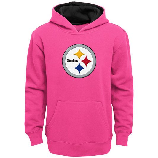 PITTSBURGH STEELERS GIRLS YOUTH PINK PRIME PULLOVER HOODED SWEATSHIRT