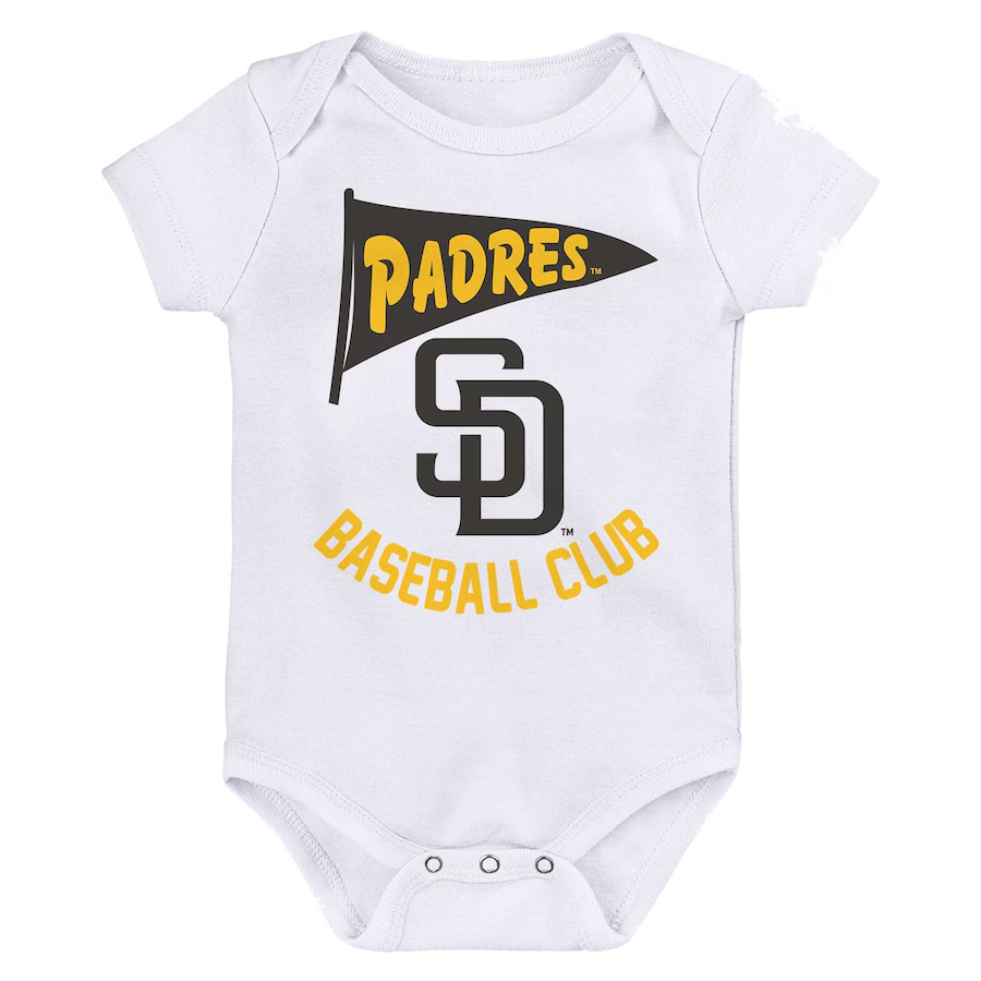 SAN DIEGO PADRES NEWBORN 3-PIECE FAN PENNANT CREEPER SET