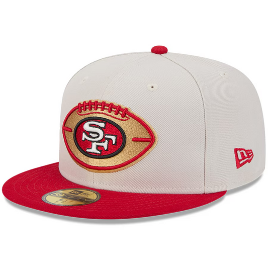 SAN FRANCISCO 49ERS 2024 NFL SIDELINE HISTORIC 59FIFTY FITTED HAT - STONE/RED