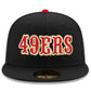 SAN FRANCISCO 49ERS 60TH ANNIVERSARY WORDMARK CUSTOM 59FIFTY FITTED HAT - BLACK/RED