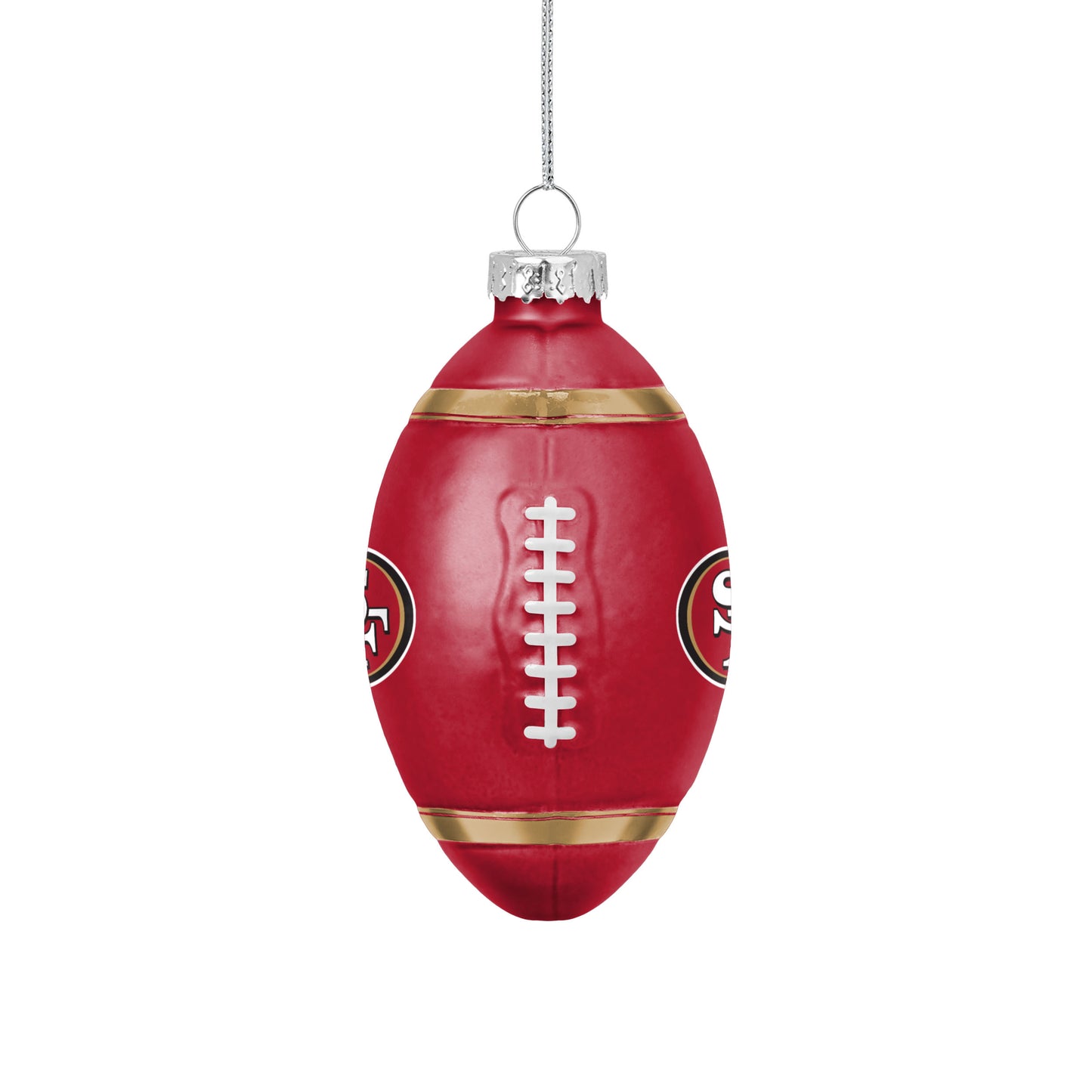 SAN FRANCISCO 49ERS BLOWN GLASS FOOTBALL ORNAMENT