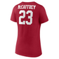 SAN FRANCISCO 49ERS CHRISTIAN MCCAFFREY WOMEN'S PLAYER ICON NAME & NUMBER T-SHIRT T-SHIRT