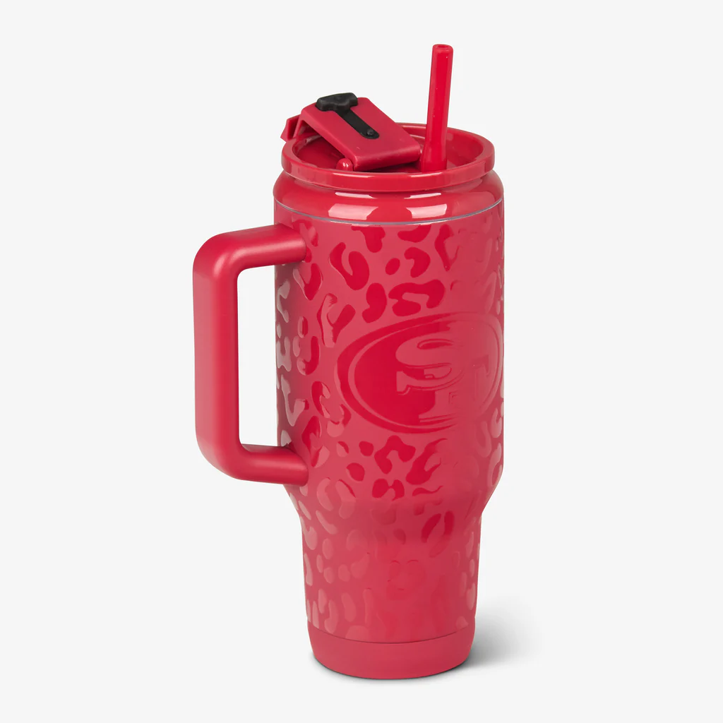 SAN FRANCISCO 49ERS FLIP N' SIP' 32 OZ TRAVEL MUG - LEOPARD