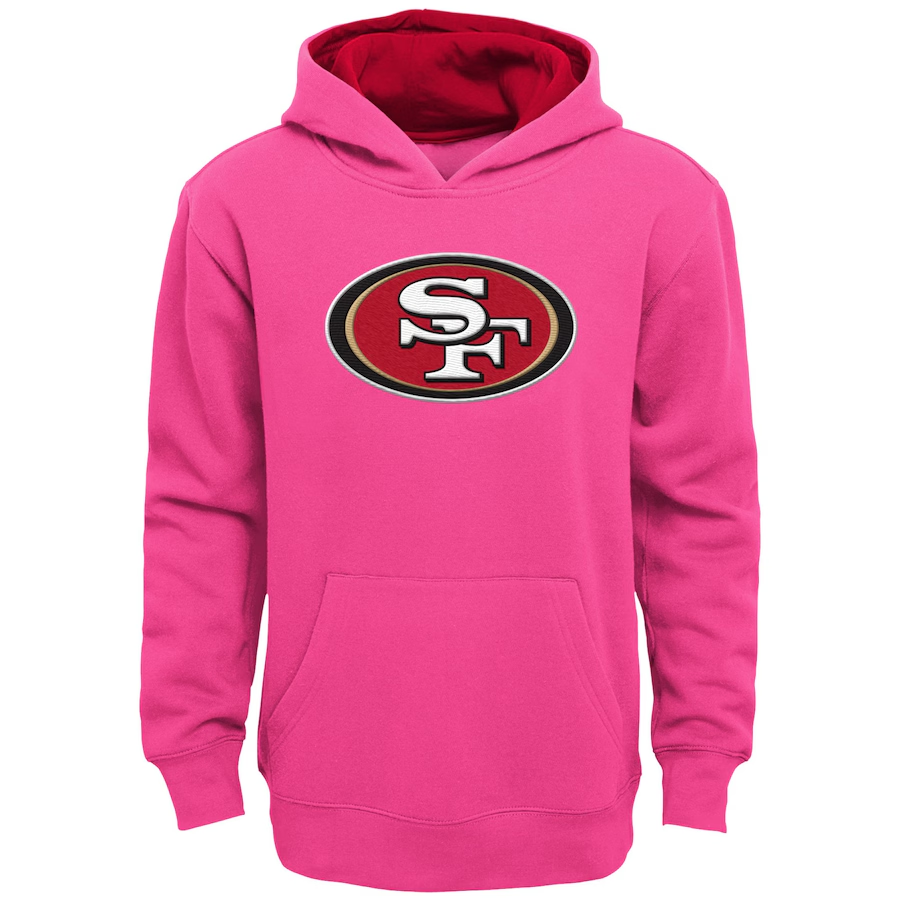 SAN FRANCISCO 49ERS GIRLS YOUTH PINK PRIME PULLOVER HOODED SWEATSHIRT