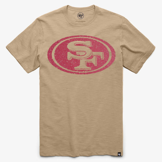 SAN FRANCISCO 49ERS MEN'S DUSTED IMPRINT RIVER T-SHIRT - KHAKI