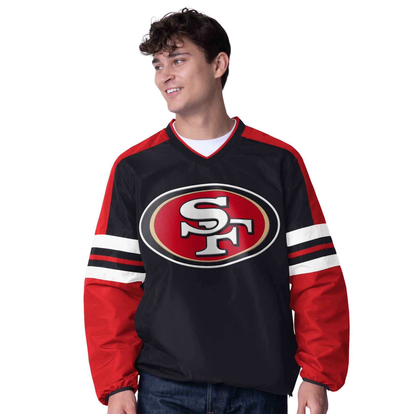 SAN FRANCISCO 49ERS MEN'S HIGH HEAT 1 PULLOVER JACKET - BLACK/RED