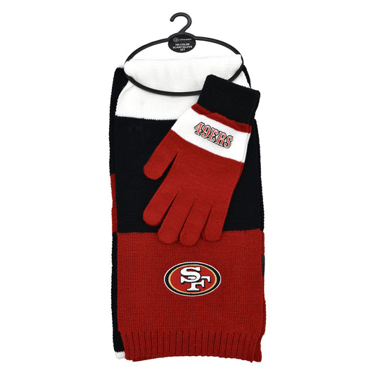 SAN FRANCISCO 49ERS TRI-COLOR SCARF AND GLOVE SET