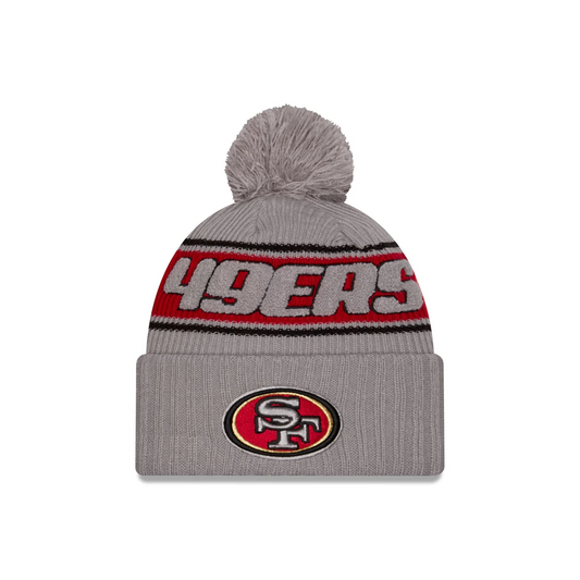 SAN FRANCISCO 49ERS YOUTH 2024 NFL SIDELINE CUFFED KNIT BEANIE WITH POM - GRAPHITE