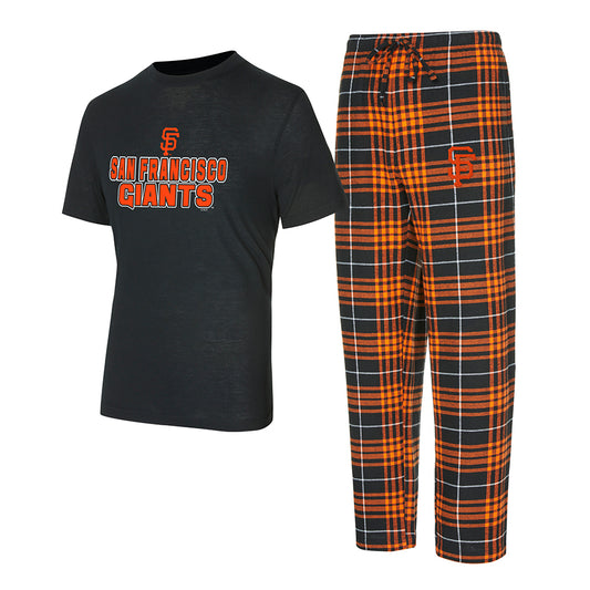 SAN FRANCISCO GIANTS MEN'S VECTOR T-SHIRT & FLANNEL PANT SLEEPWEAR SET - BLACK/ORANGE