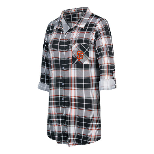 SAN FRANCISCO GIANTS WOMEN'S ASHFORD PLAID KNIT BUTTON UP NIGHTSHIRT