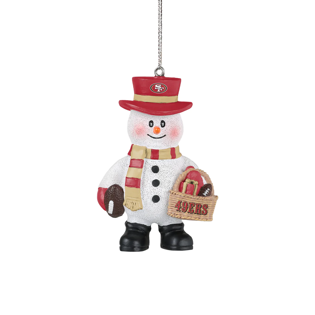 SAN FRANCISCO 49ERS BASKET SNOWMAN ORNAMENT