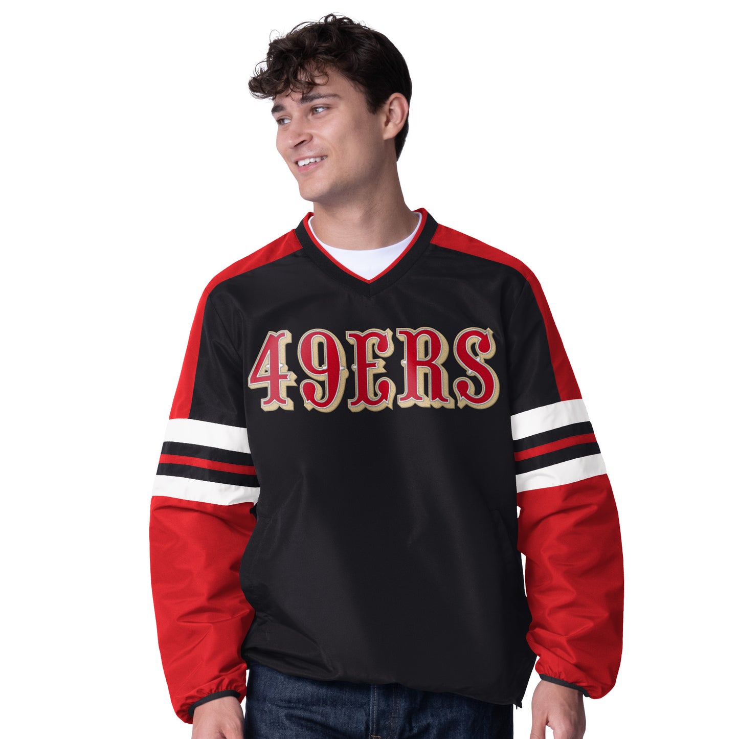 SAN FRANCSICO 49ERS MEN'S HIGH HEAT 1 PULLOVER JACKET - BLACK