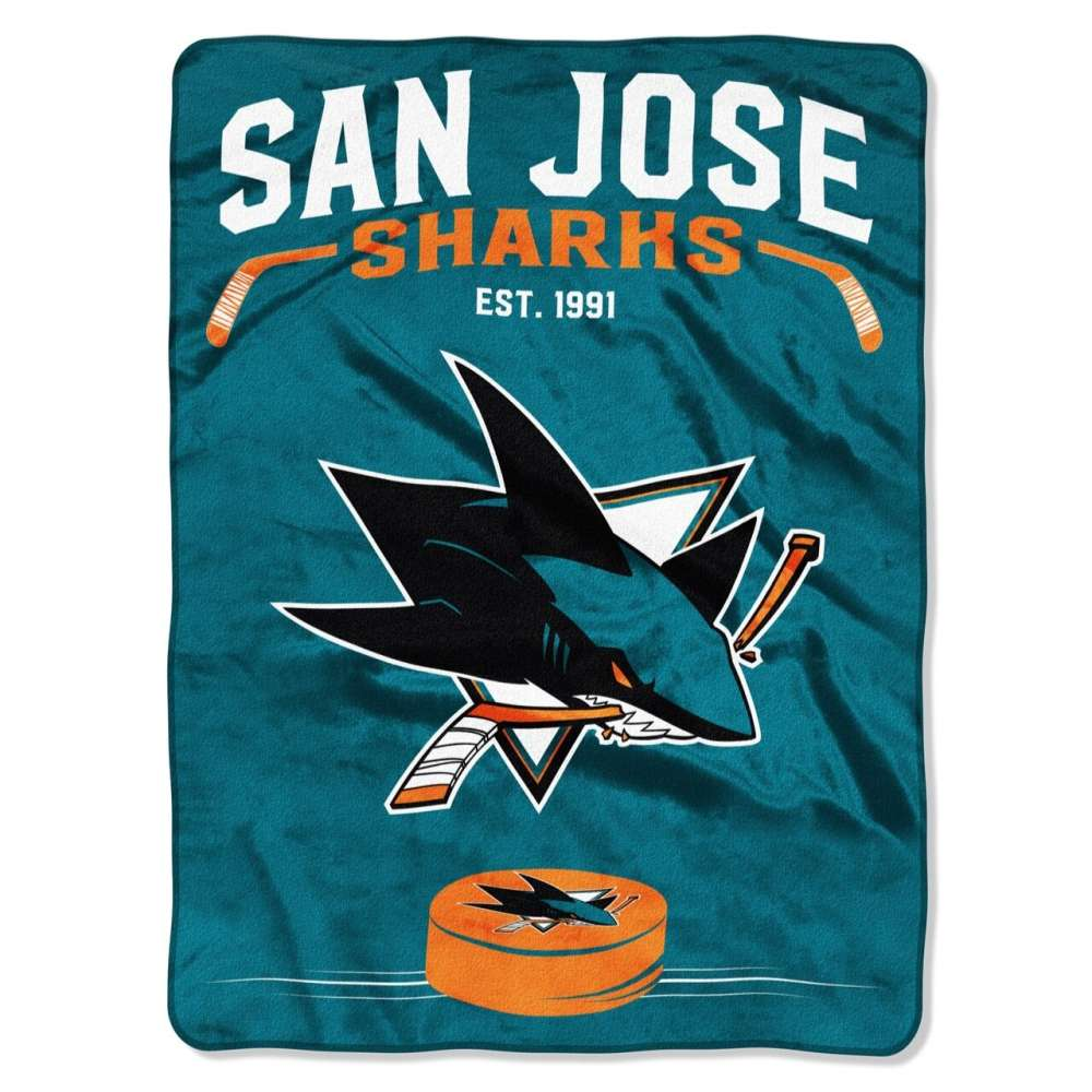 SAN JOSE SHARKS TEAM 60"X80" ROYAL PLUSH RASCHEL BLANKET