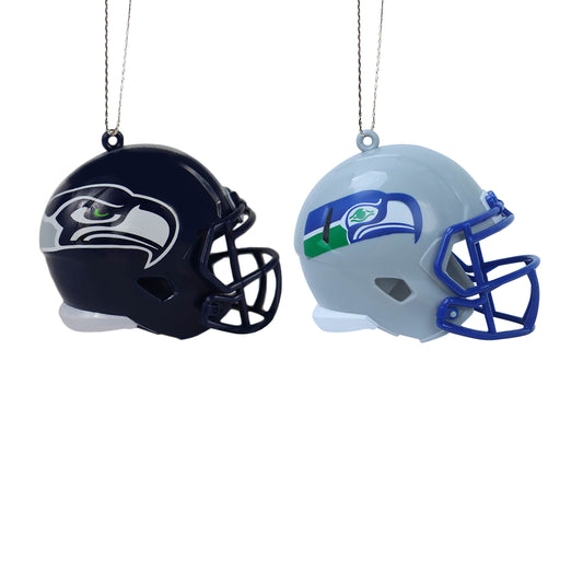 SEATTLE SEAHAWKS 2 PACK ABS HELMET ORNAMENT SET