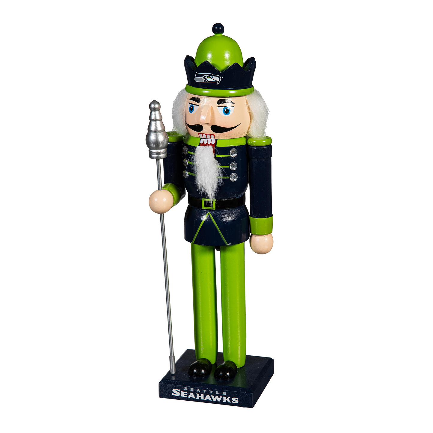 SEATTLE SEAHAWKS 12" WOODEN NUTCRACKER STATUE