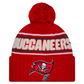 TAMPA BAY BUCCANEERS 2024 NFL SIDELINE CUFFED KNIT BEANIE WITH POM  - RED