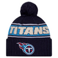 TENNESSEE TITANS 2024 NFL SIDELINE CUFFED KNIT BEANIE WITH POM - NAVY