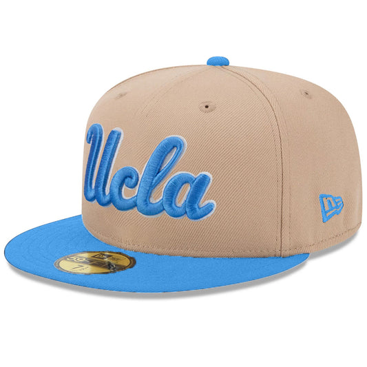 UCLA BRUINS TWO-TONE EVERGREEN BASIC 59FIFTY FITTED HAT - CAMEL/ POWDER BLUE