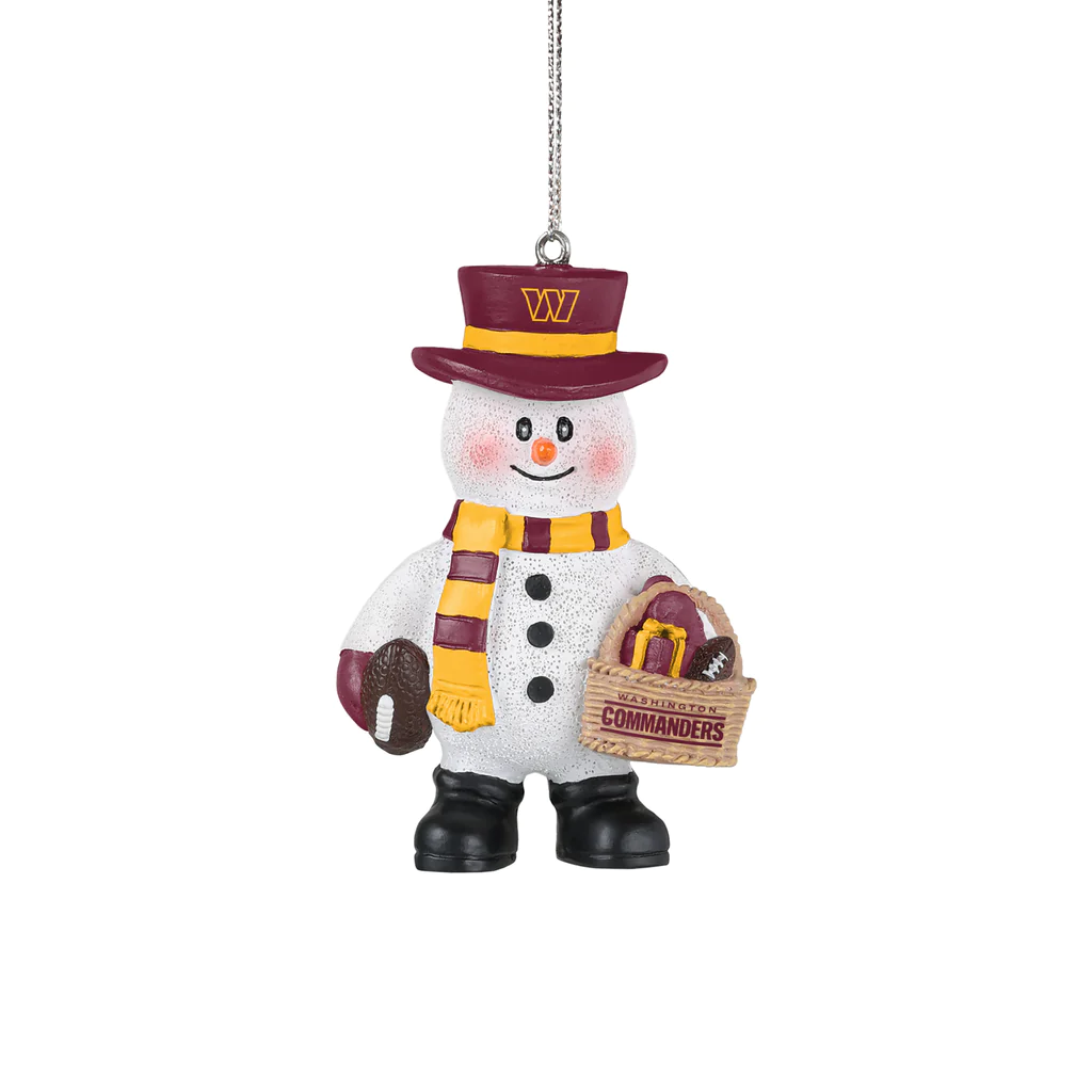 WASHINGTON COMMANDERS BASKET SNOWMAN ORNAMENT